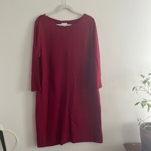J Jill Ponte Knit Sheath Dress Cranberry Pockets L NWT Work Event Office